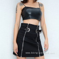 High Waist Women Sexy Zipper Split A-Line Skirt